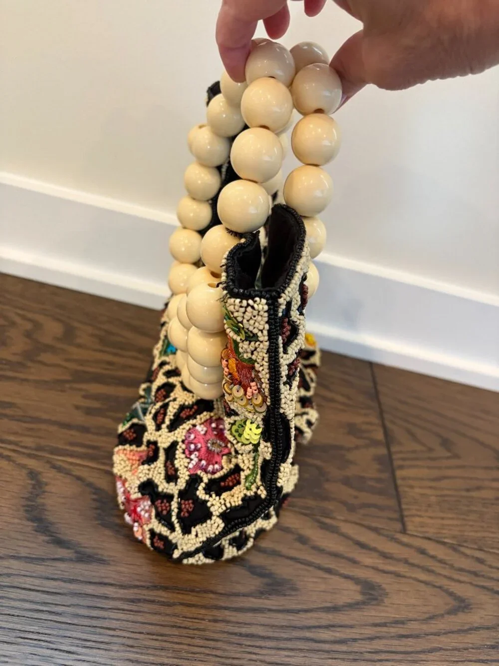 Wood Bead Top Handle Purse by Anthropologie - NWOT - SAMPLE BAG